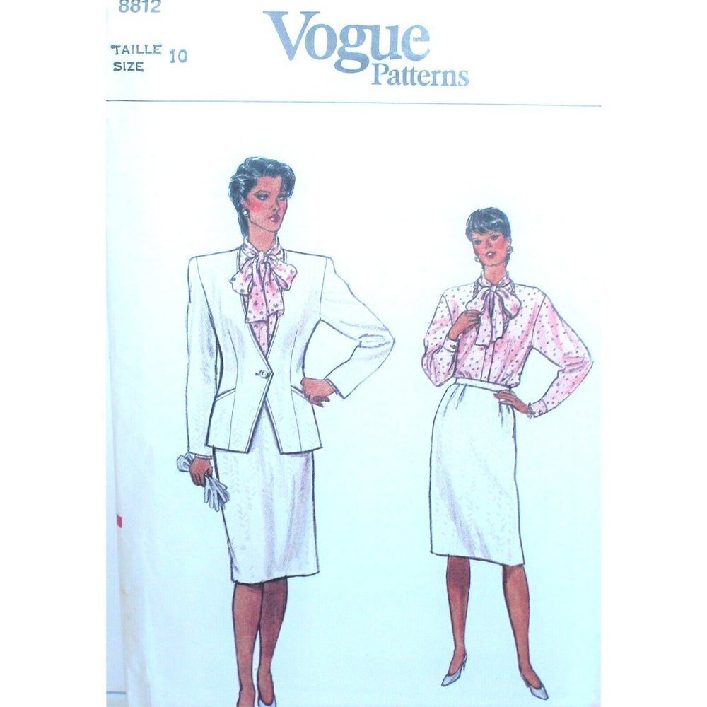 Vogue 8812 Sewing Pattern Jacket Skirt‎ Blouse Size 10 Vintage